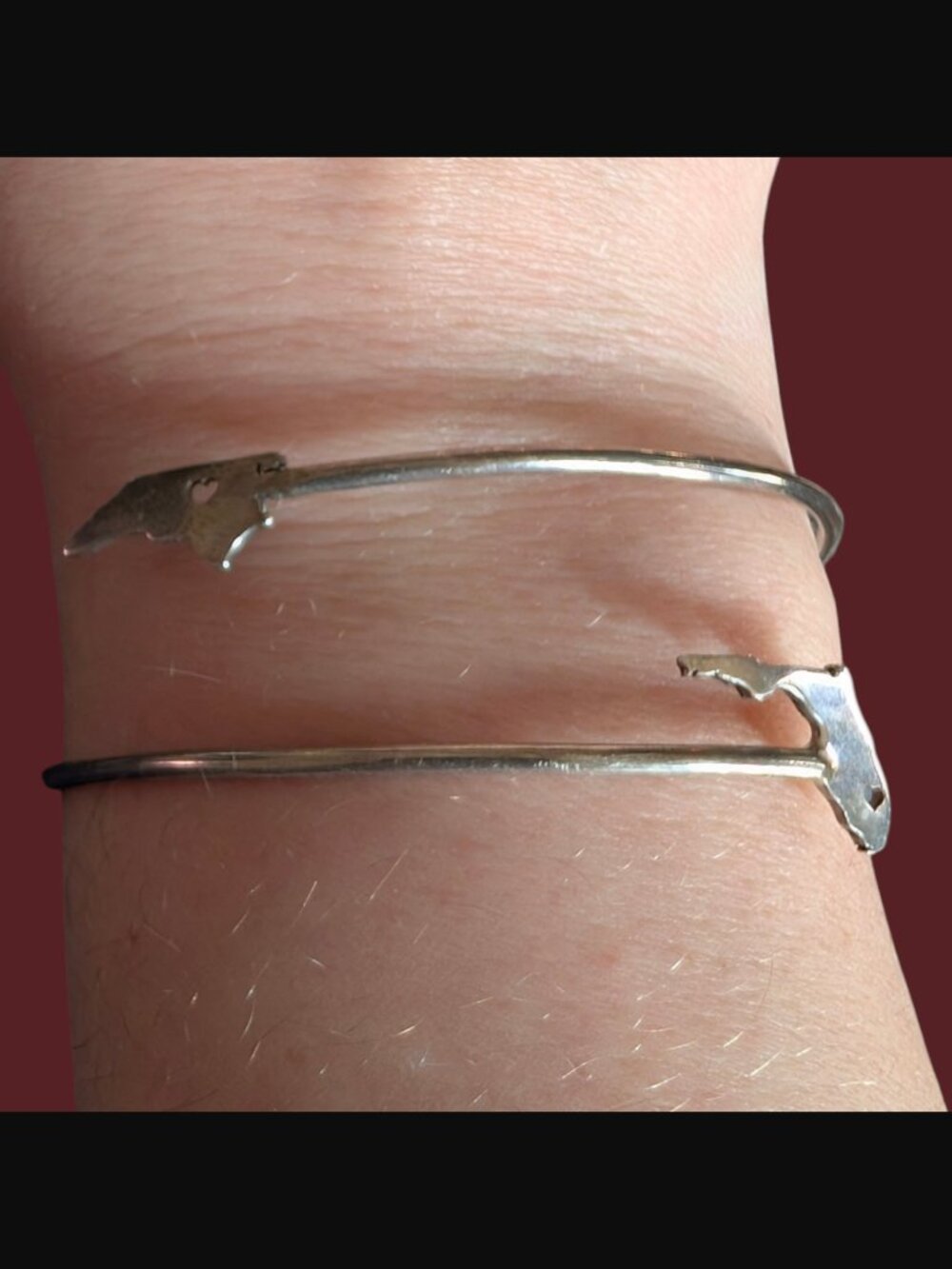 925 Sterling Silver States Florida And North Carolina Wrap Adjustable 7.5
